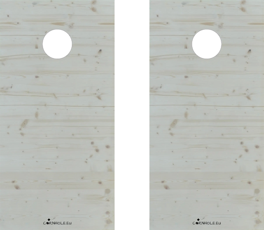décor détaillé cornhole 2 planches bois naturel avec veinage et nœuds apparents, vue de face