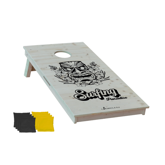 cornhole totem hawaïen, vue de face