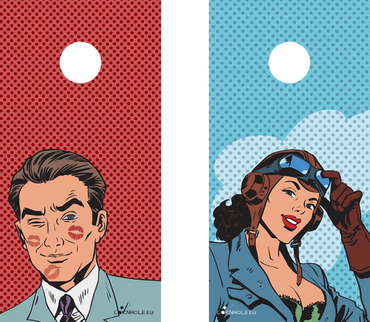 décor détaillé cornhole 2 planches pilote sexy et play-boy, vue de face