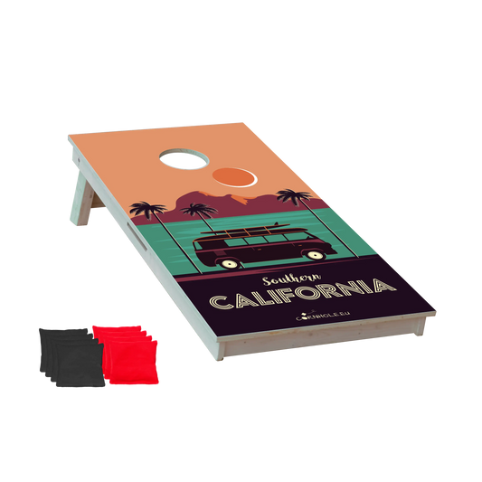 cornhole surfeur dans un tube, vue de face