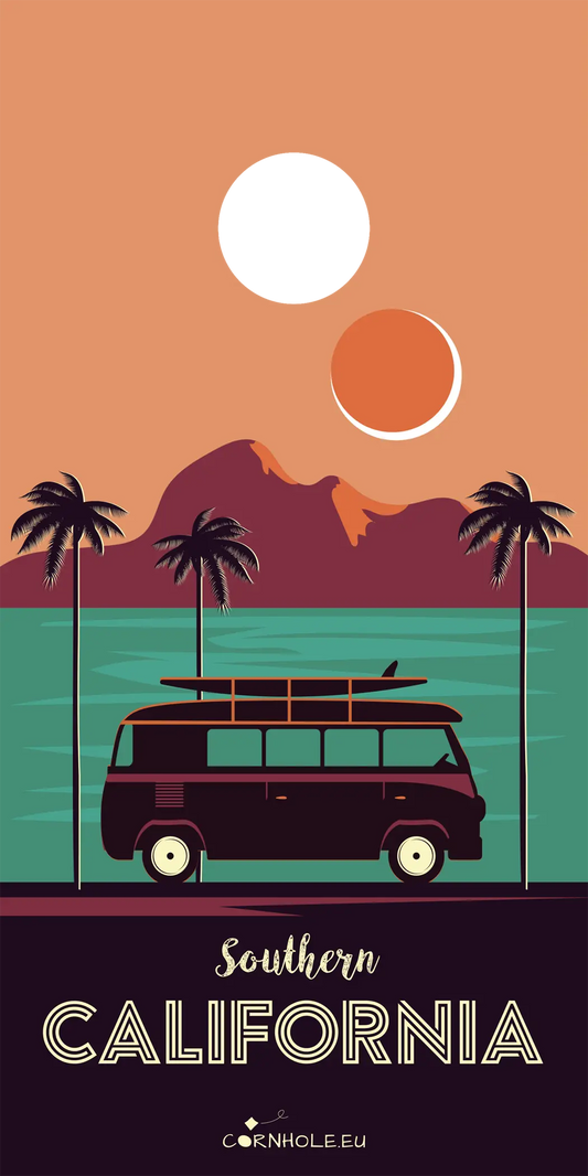 décor détaillé cornhole surfeur dans un tube, vue de face