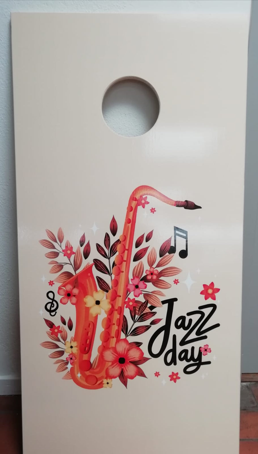 Custom cornhole boards made for a private client - Jazz Day