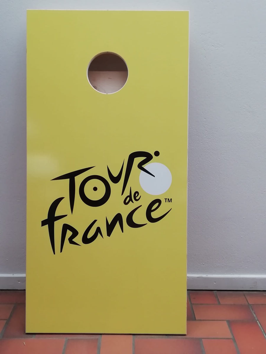 Custom cornhole for the Tour de France