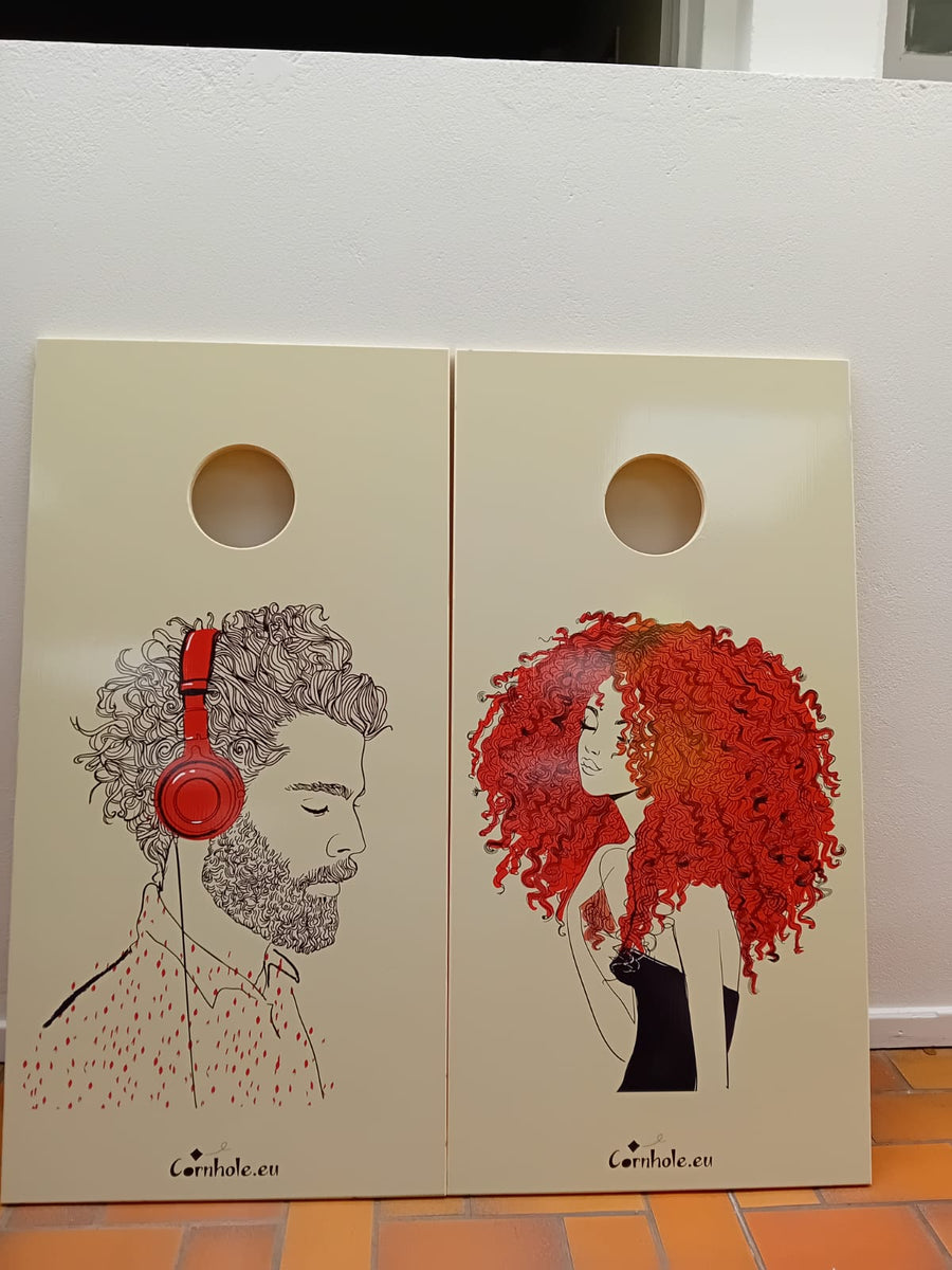 Cornhole The Couple - Full Print Collection - 2 boards with illustrated man and woman