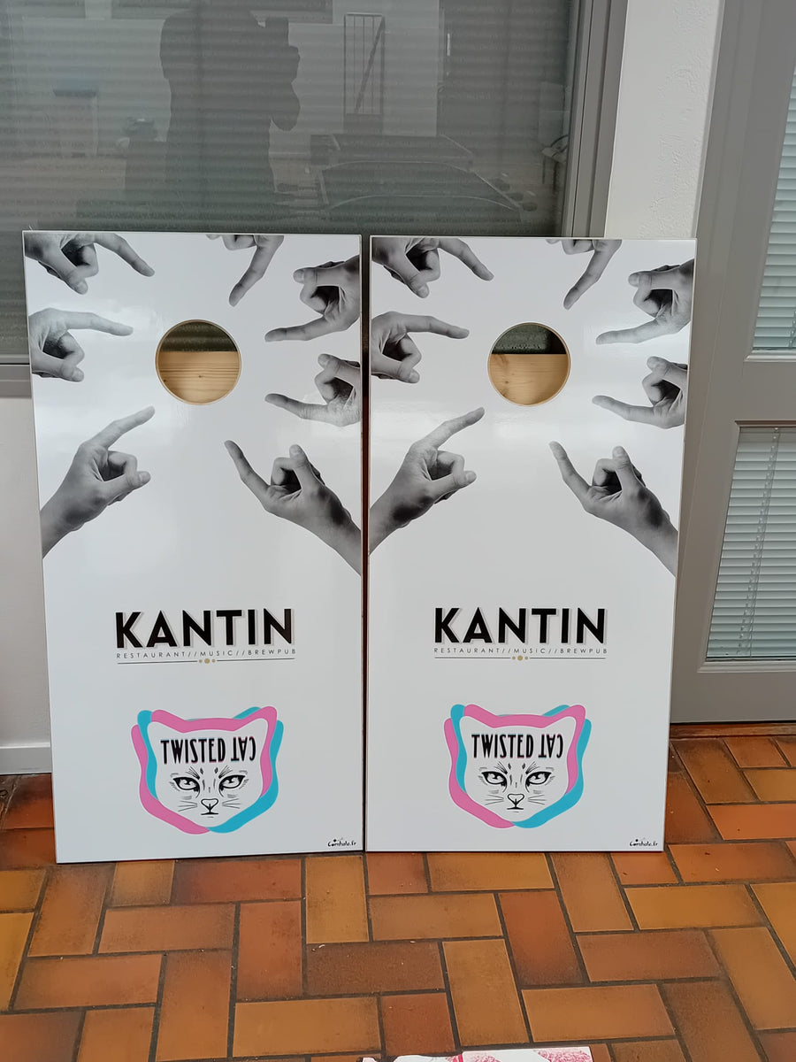 Custom cornhole game made for the KANTIN restaurant / music / brewpub