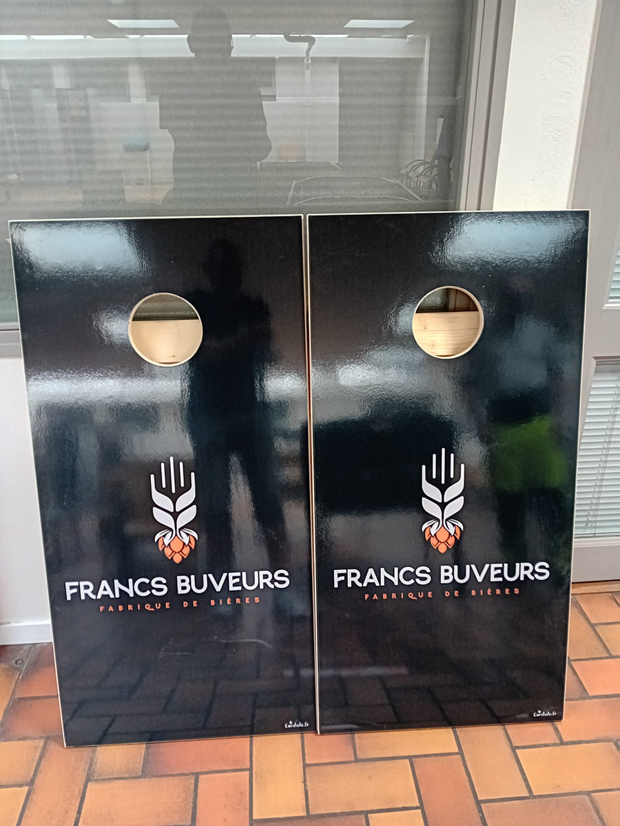 Custom cornhole board made for Francs Buveurs - Brewery