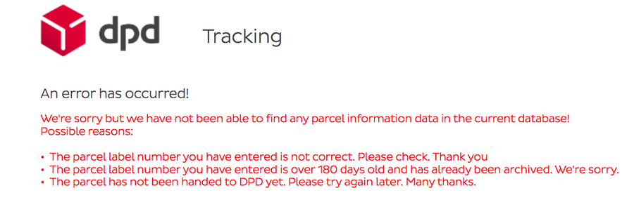 Why does my tracking link show an error message?