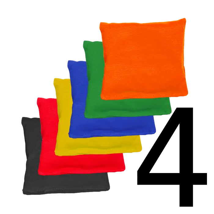 4 sacs de cornhole 2 couleurs au choix, vue de face