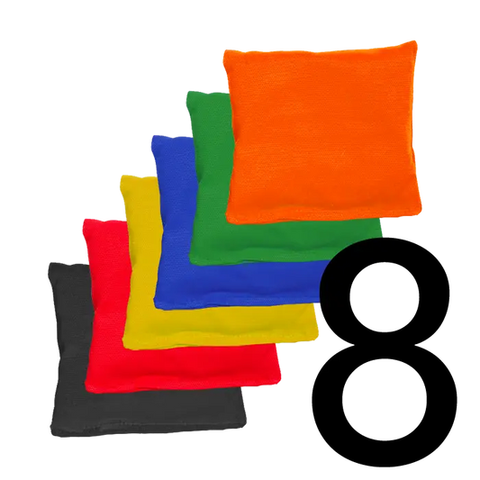 8 sacs de cornhole 2 couleurs au choix, vue de face