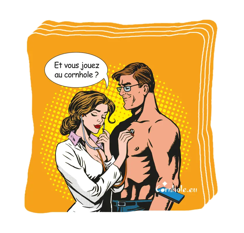 4 sacs de cornhole charmant docteur en pleine consultation, vue de face