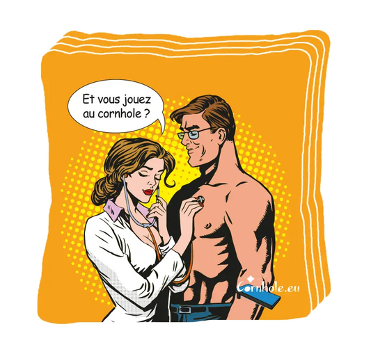 4 sacs de cornhole charmant docteur en pleine consultation, vue de face