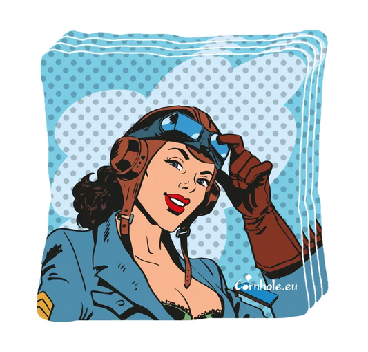 4 sacs de cornhole pilote très charmant, vue de face