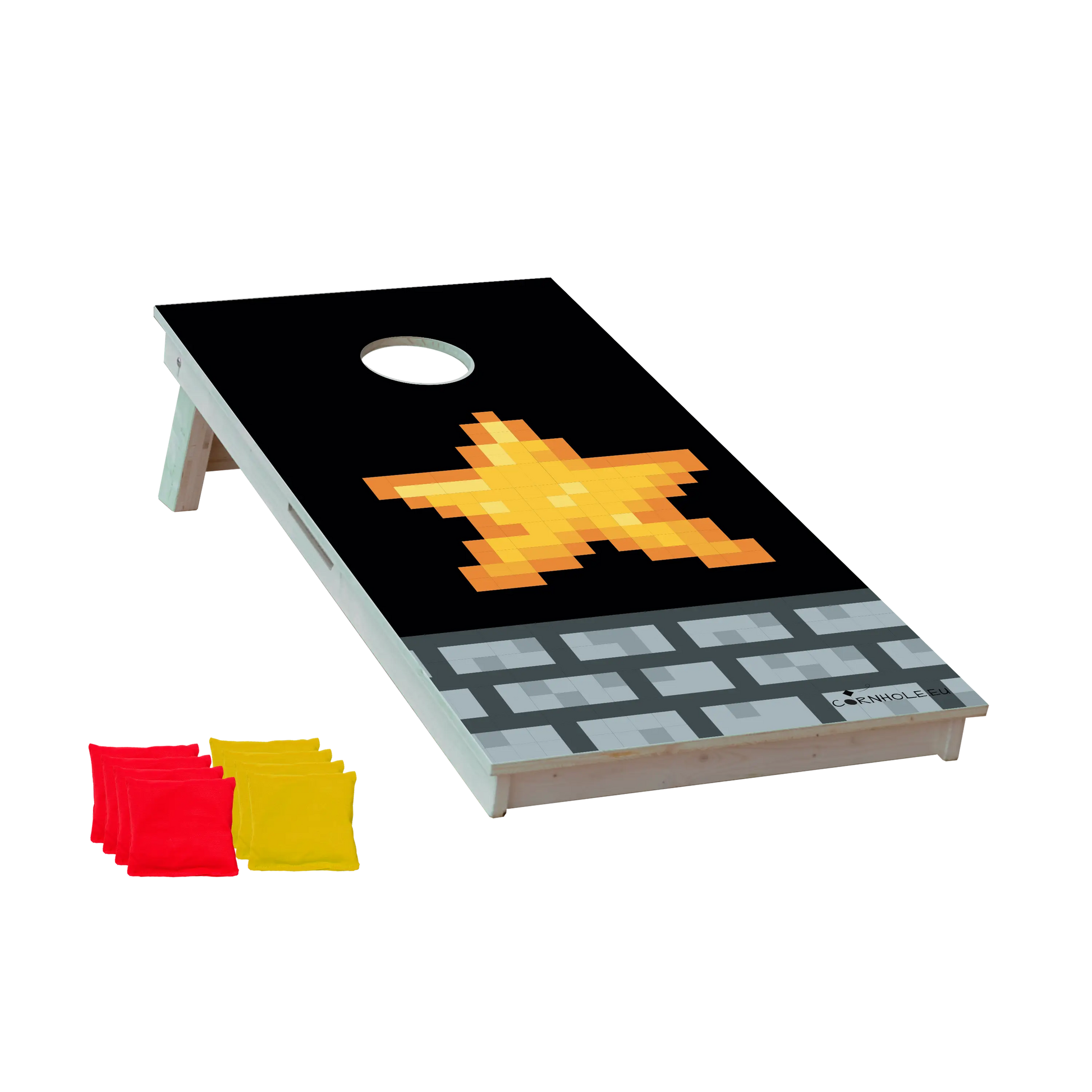 cornhole étoile d'invincibilité retro gaming pixelisé, vue de face