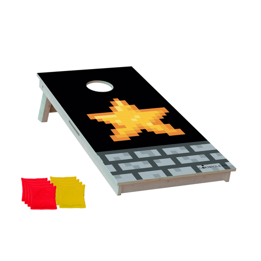 cornhole étoile d'invincibilité retro gaming pixelisé, vue de face