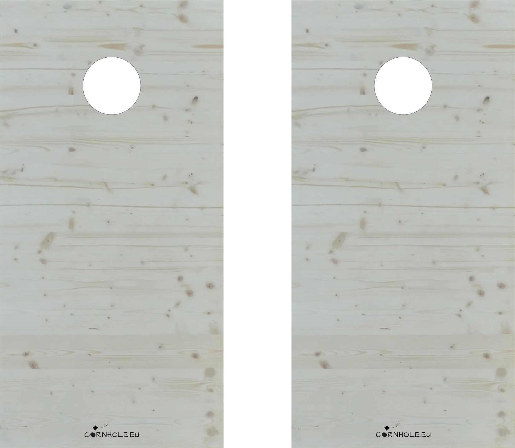 décor détaillé cornhole 2 planches bois naturel avec veinage et nœuds apparents, vue de face