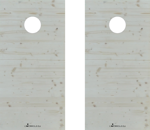 décor détaillé cornhole 2 planches bois naturel avec veinage et nœuds apparents, vue de face