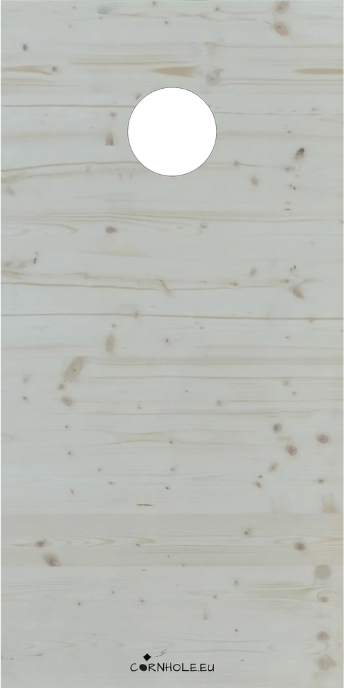 décor détaillé cornhole bois naturel avec veinage et nœuds apparents, vue de face