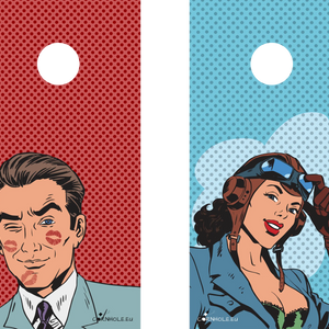 décor détaillé cornhole 2 planches pilote sexy et play-boy, vue de face