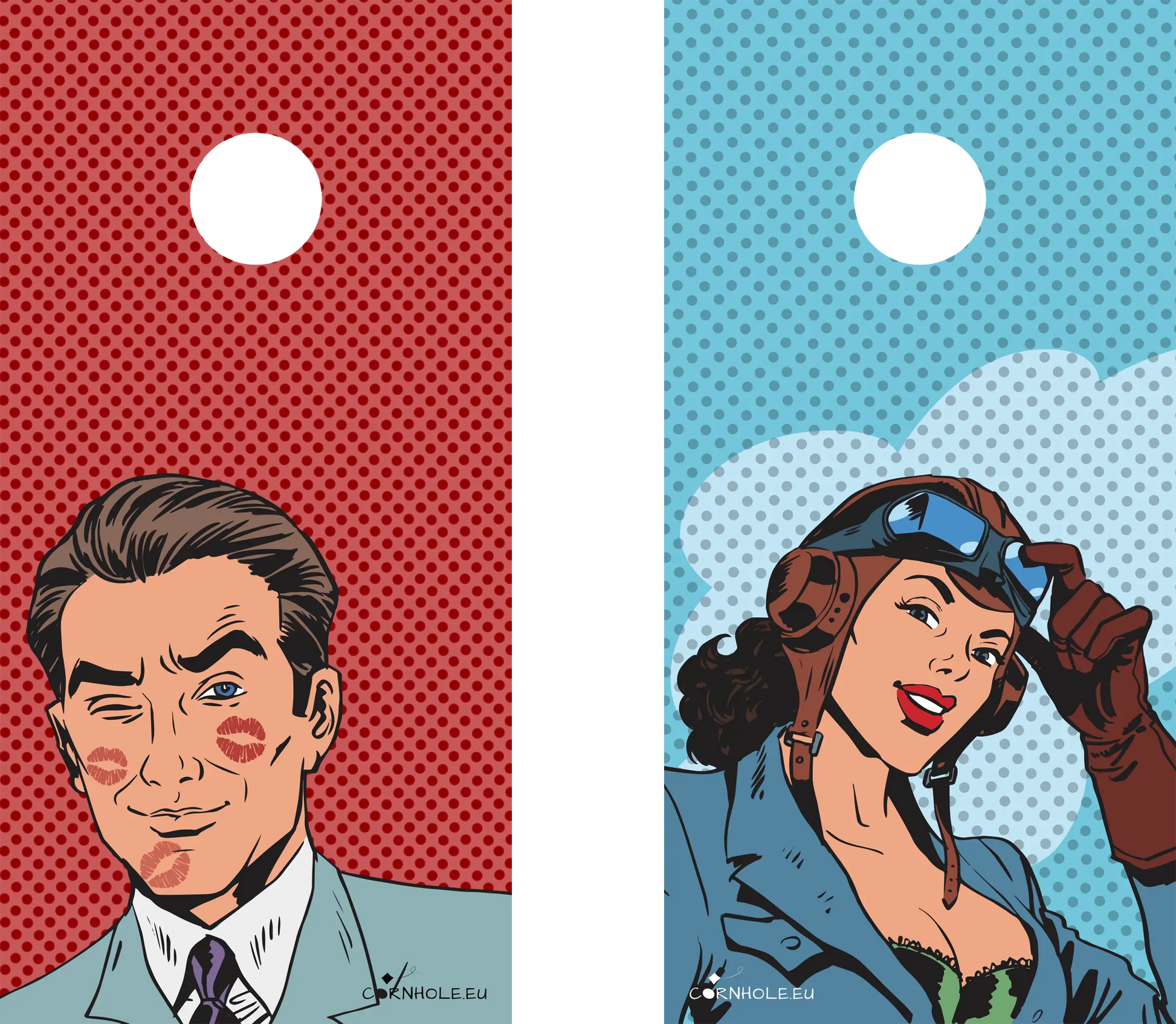 décor détaillé cornhole 2 planches pilote sexy et play-boy, vue de face