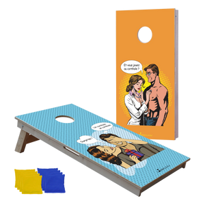 cornhole 2 planches couple médecin patient et couple en train d'offrir un cadeau, vue de face