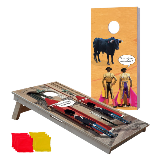 cornhole 2 planches corrida et gardes immobiles, vue de face