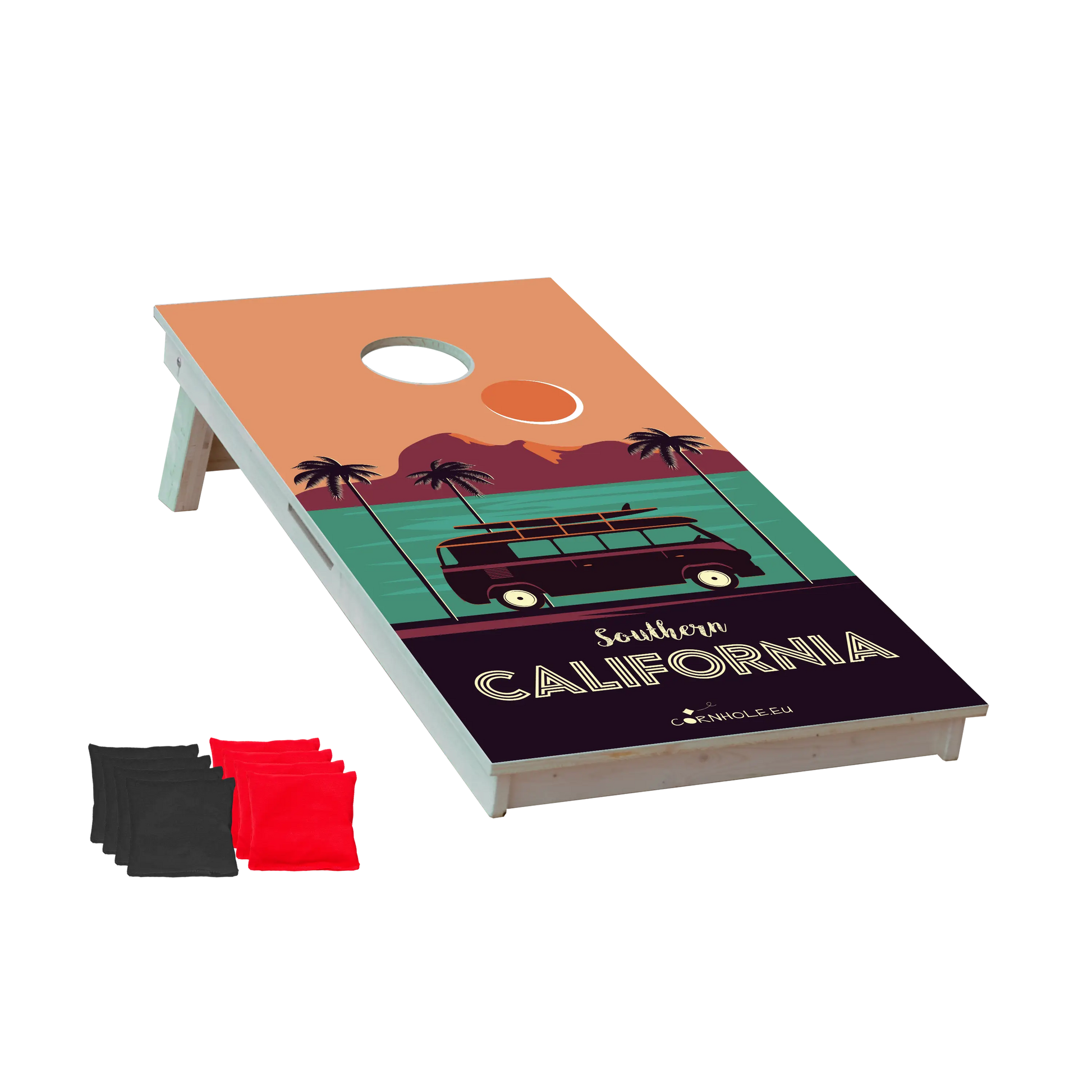 cornhole surfeur dans un tube, vue de face