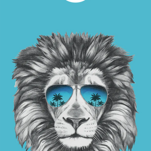 décor détaillé cornhole lion plutôt cool et ses lunettes de soleil, vue de face