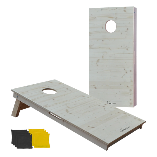 cornhole 2 planches bois naturel, vue de face